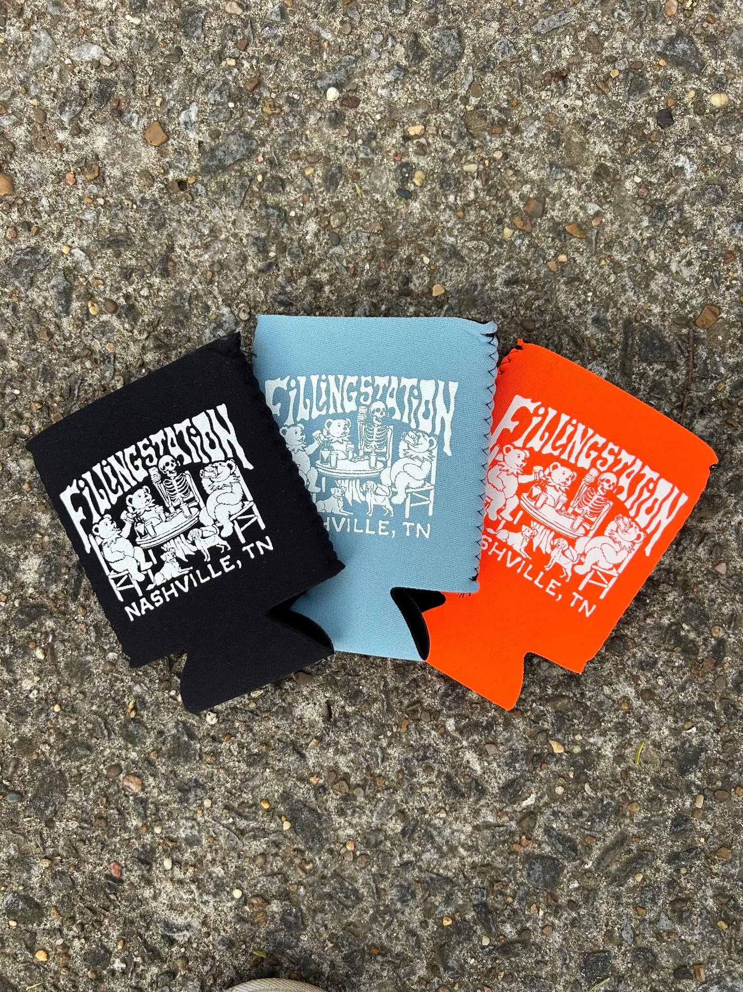 We offer 3 koozies with our 12South Grateful image- Black, Light Blue, & Orange