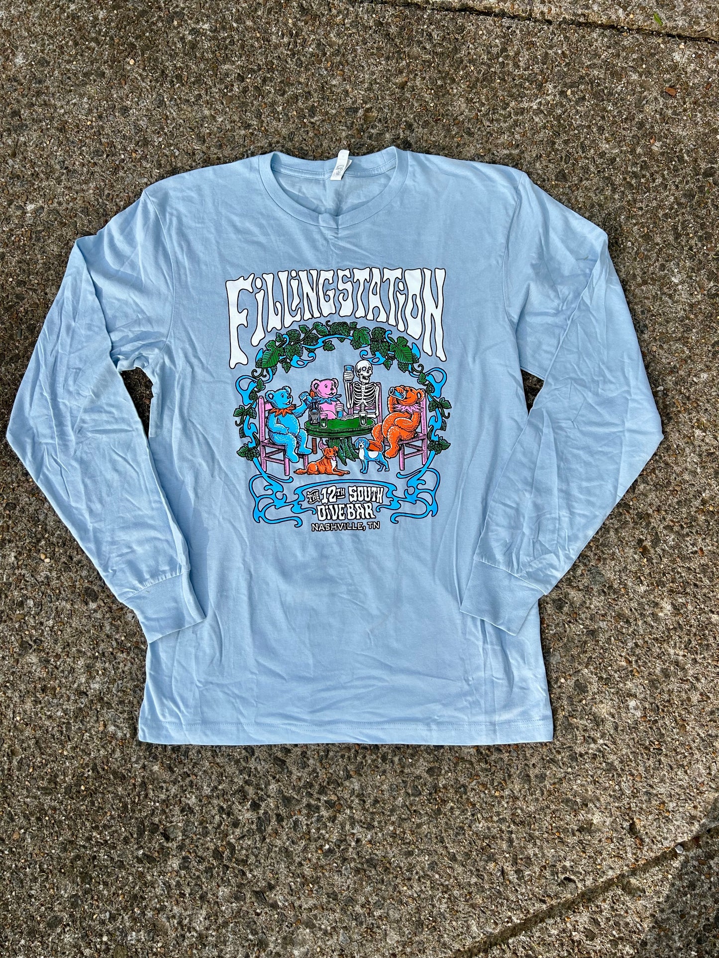 Long Sleeve T-Shirt : Ice Blue featuring Grateful Logo